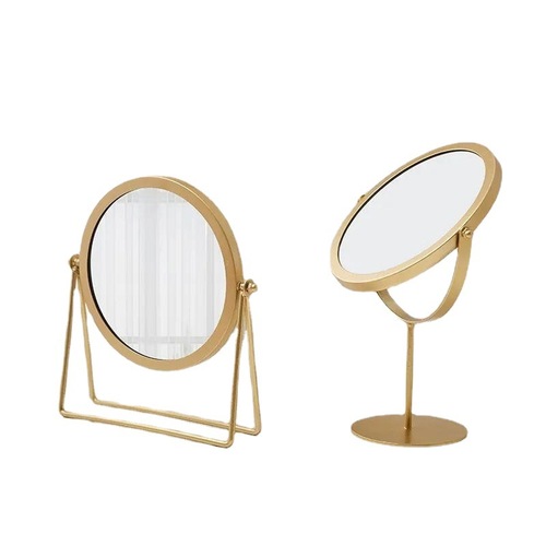 Metal iron makeup mirror student dormitory desktop standable small mirror Nordic ins style makeup mirror
