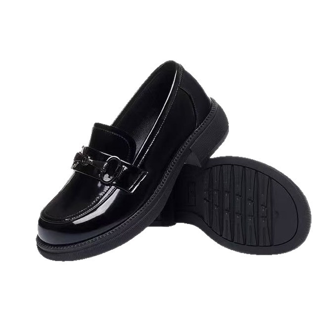 Zapatos de cuero suave de tacón bajo 2026 nueva primavera y verano estilo británico imprimación suave zapatos de cuero pequeños zapatos de lefour de suela plana para mujeres
