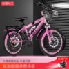 Fuchsia bike shifter (brake handle), bike spokes disc brake, shock-absorbing bike fork