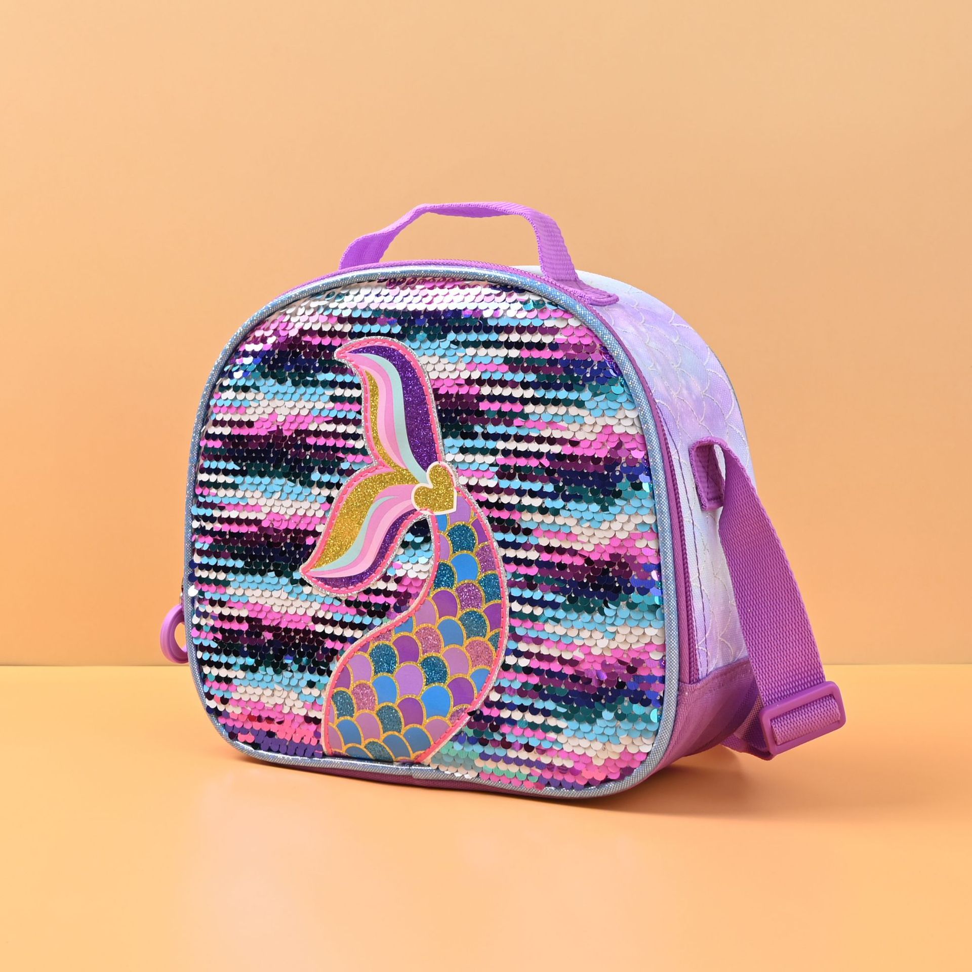 Nuevos productos al por mayor transfronterizos Mochila con bordado de cola de pez con lentejuelas láser Mochila escolar de tres piezas para niños