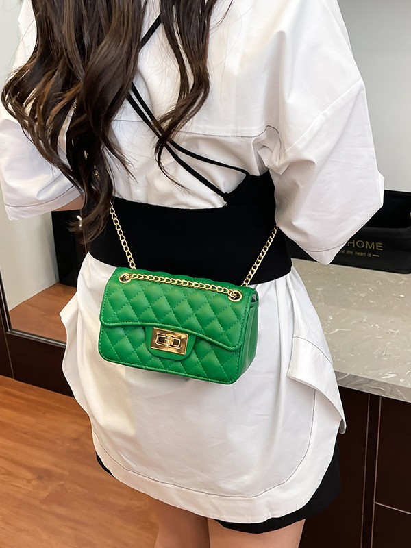Bolsos para mujer 2025 nuevo estilo de moda versión coreana de la bolsa de cadena de rombos pequeño estilo fragante bolso diagonal de un solo hombro bolso femenino todo fósforo pequeño bolso cuadrado