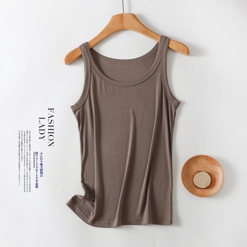 Summer Cotton Woven Wide Collar Anti-peeking Underwear Women's Top Round Neck Versatile Vest Slimming Body Shaper 