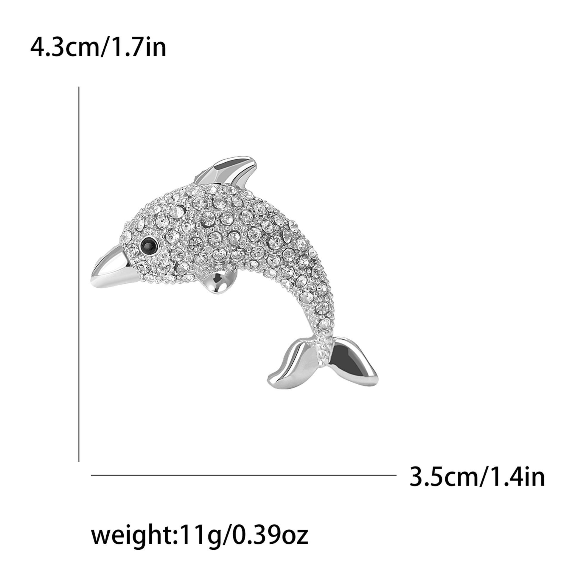 Rhinestones Inlay Material Cute Lady Korean Style Pin Dolphin Alloy Rhinestones Women's Corsage Brooches