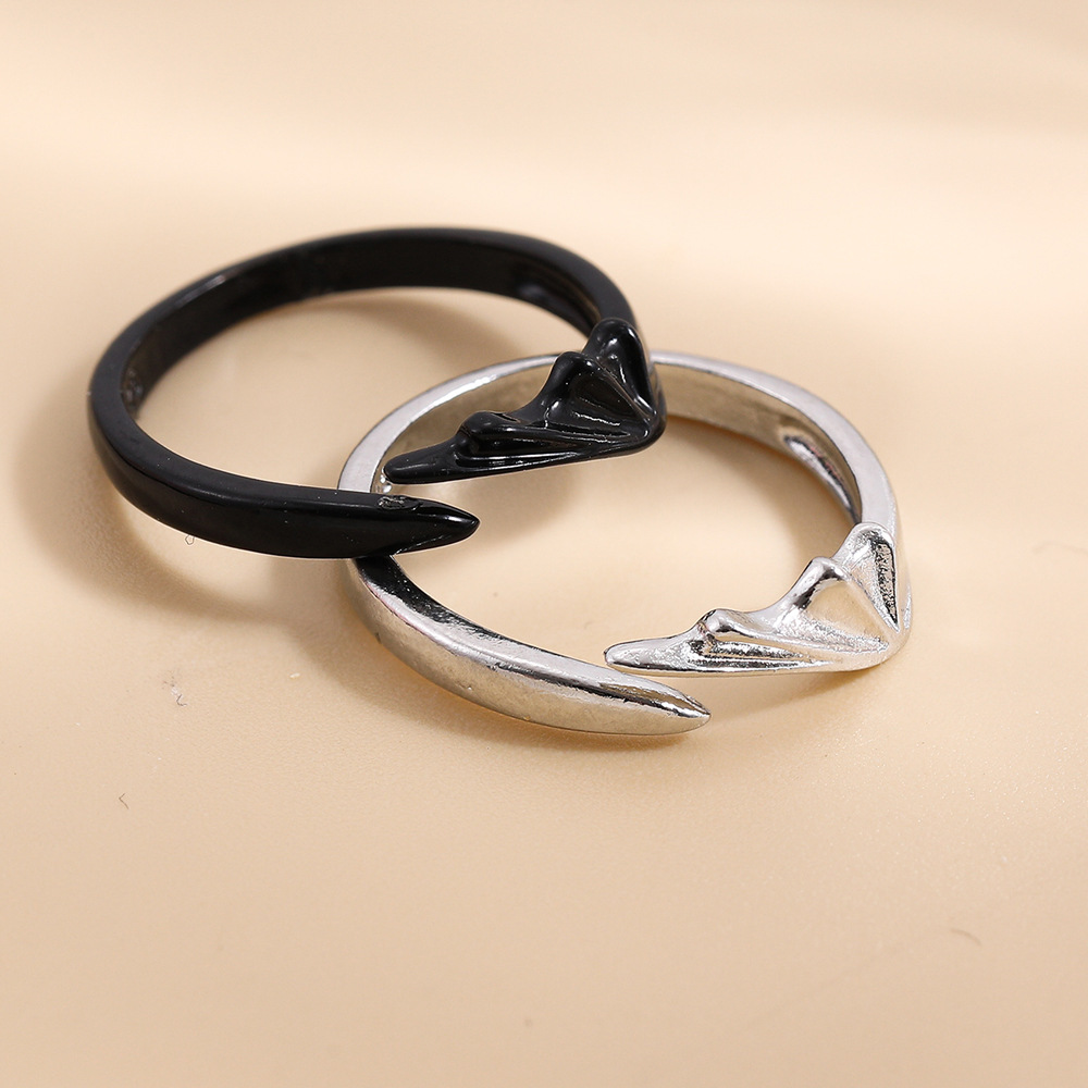 Fashion Simple Angels and Demons Black and White Couple Ring
