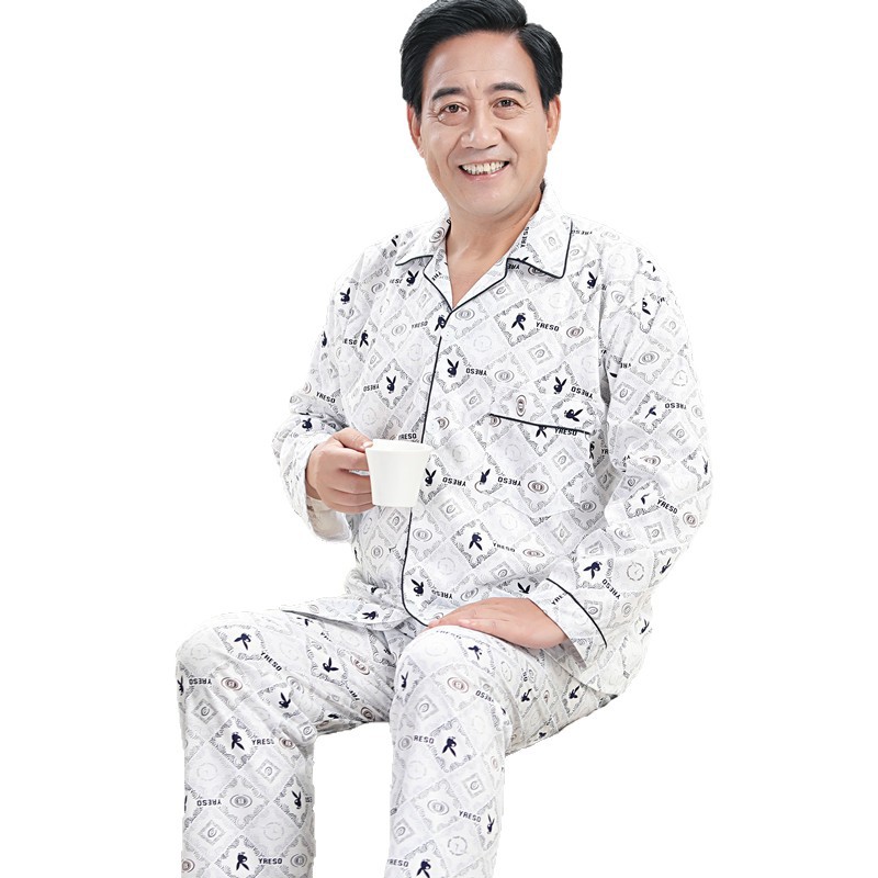 Otoño y invierno nuevo estilo de ropa de casa para hombres simple ocio de mediana edad para enviar a papá para usar pijamas de primavera conjunto al por mayor