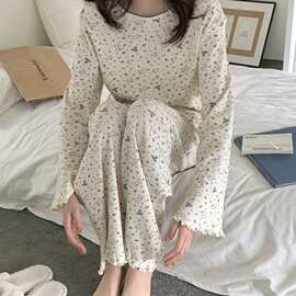 韩国ins小兔棉针织提花圆领家居服睡衣套装