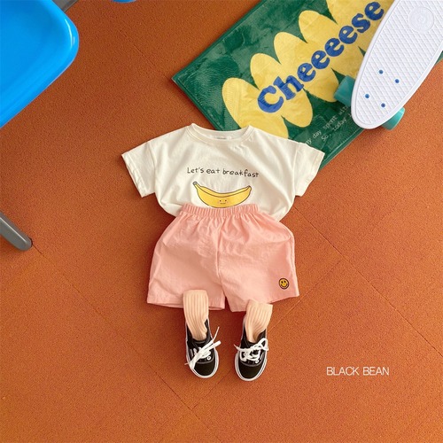 Korean children's clothing 2023 new summer style cotton banana graffiti thin casual round neck children's short-sleeved T-shirt for boys and girls