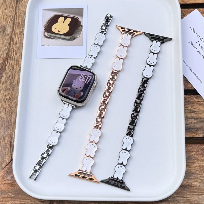米菲兔表链适用S11苹果Applewatch手表iwatch小白兔金属S10/9表带|undefined