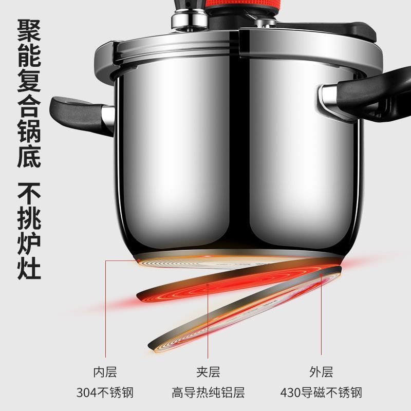 德国新款304不锈钢高压锅家用商用大容量防爆压力锅燃气电磁炉通|undefined