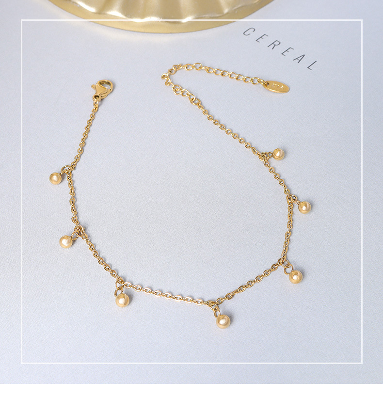 Korean simple round bead anklet titanium steel 18k gold anklet wholesale