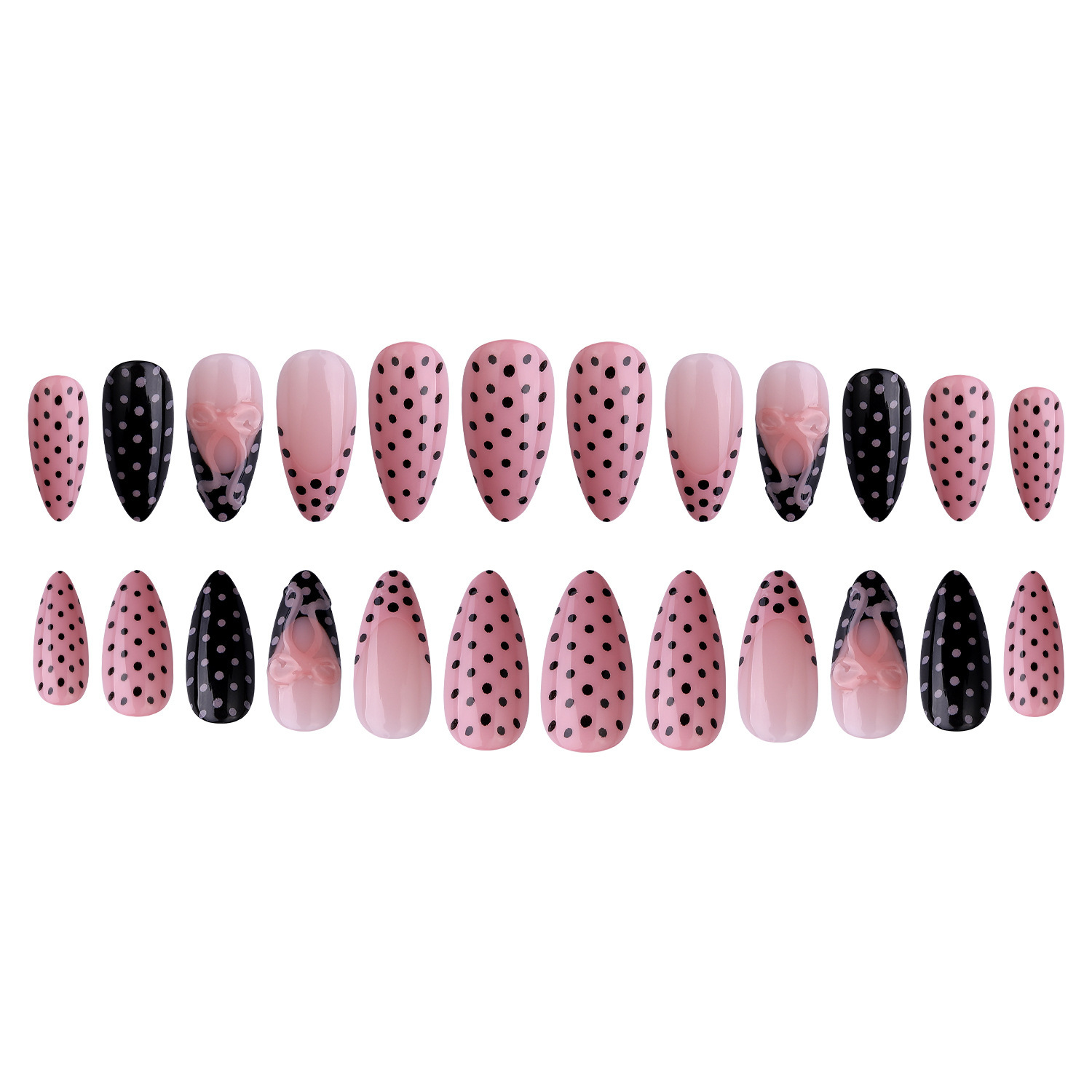 波点蝴蝶结立体美甲