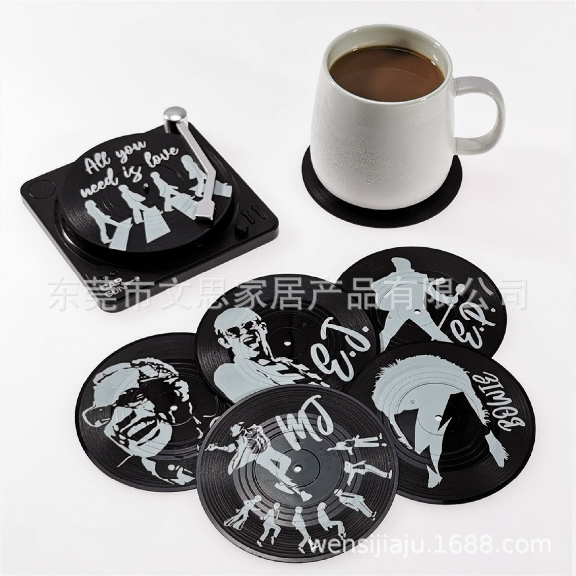 Cojín de disco de vinilo retro Cojín de plato de pastel de dim sum de tamaño mediano, aislamiento térmico, antideslizante, fabricante de posavasos de café y té nfc