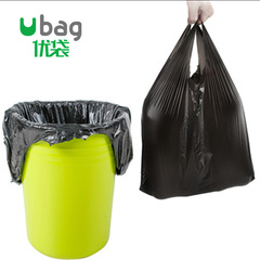 Black household plastic garbage bag packaging bag, thick medium-sized handle-style disposable vest garbage bag, wholesale