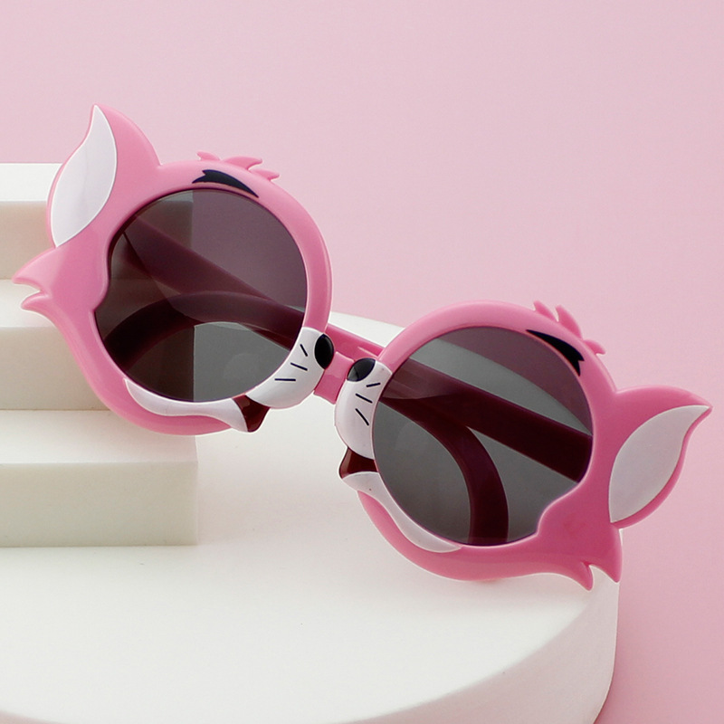 Children's sunglasses baby cartoon cat personalized sunglasses boys and girls anti-UV folding glasses trendy