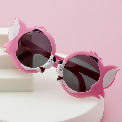 Children's sunglasses baby cartoon cat personalized sunglasses boys and girls anti-UV folding glasses trendy