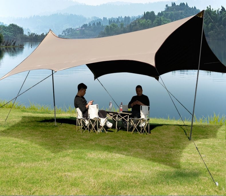 Thickened Outdoor Vinyl Canopy, Rainproof and Sunproof, Octagonal Butterfly-Shaped Sunshade for Camping