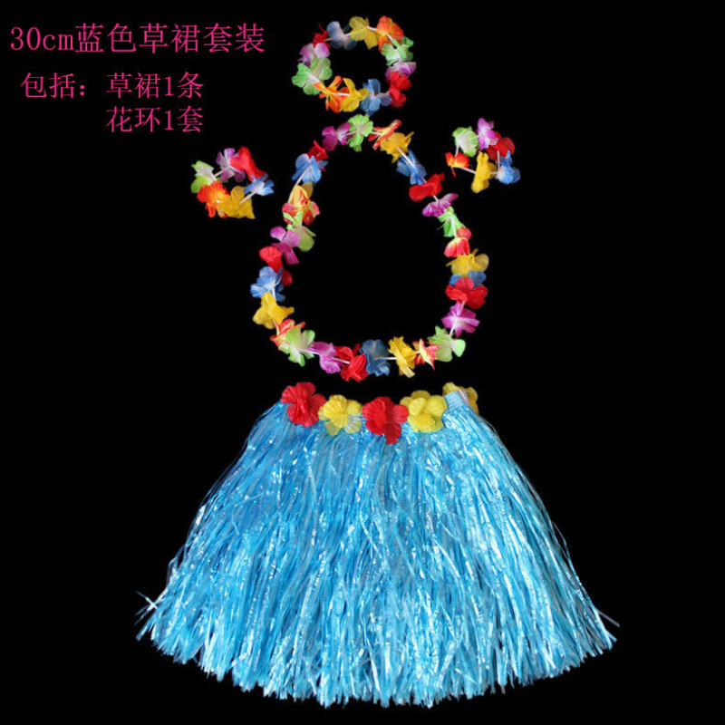 Halloween 30cm de longitud hula disfraz espectáculo de guirlandas hawaiano juego de falda de paja para niños