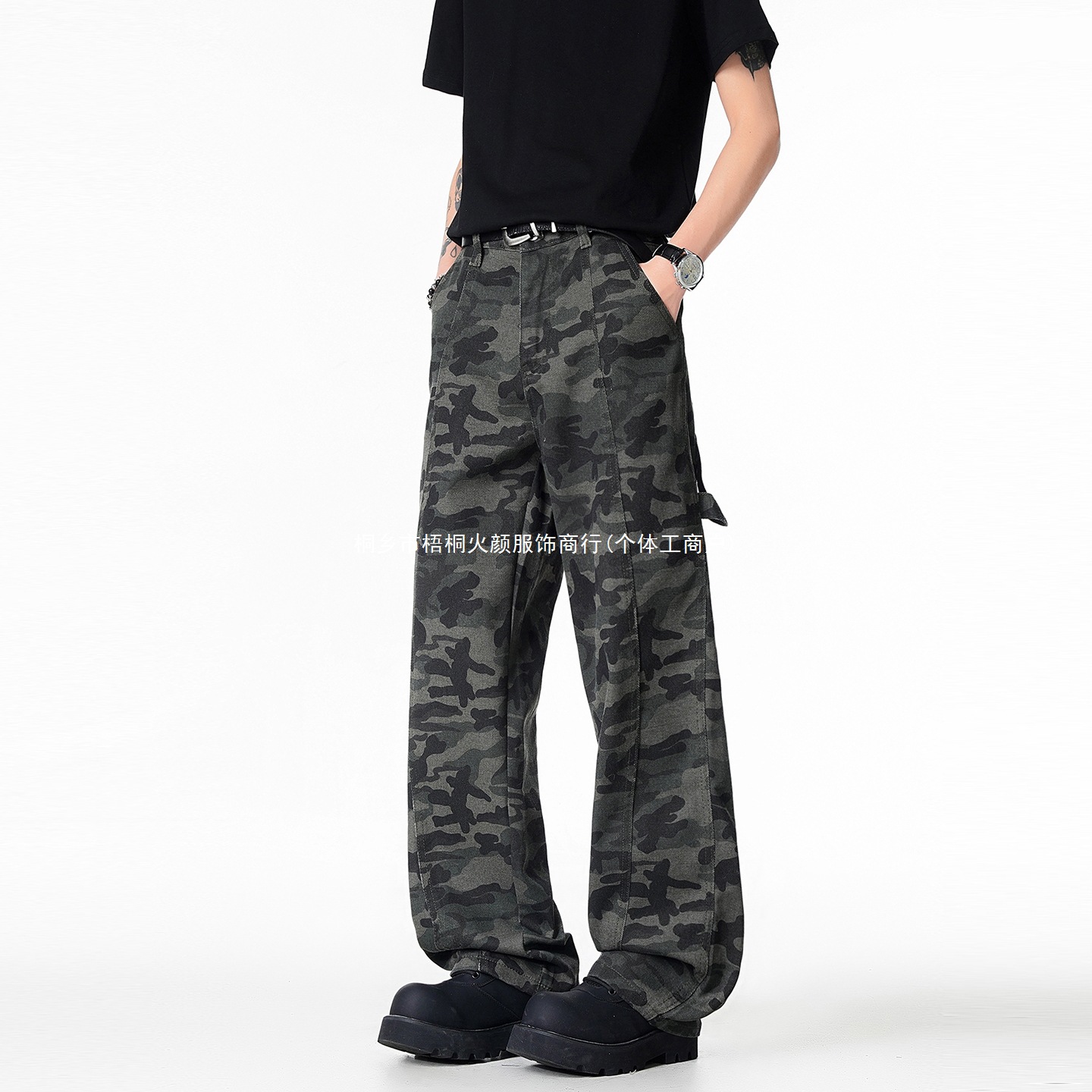 2026 Spring/Autumn New Camouflage American Style High Street Cool Korean Style Straight Leg Loose Casual Jeans for Men