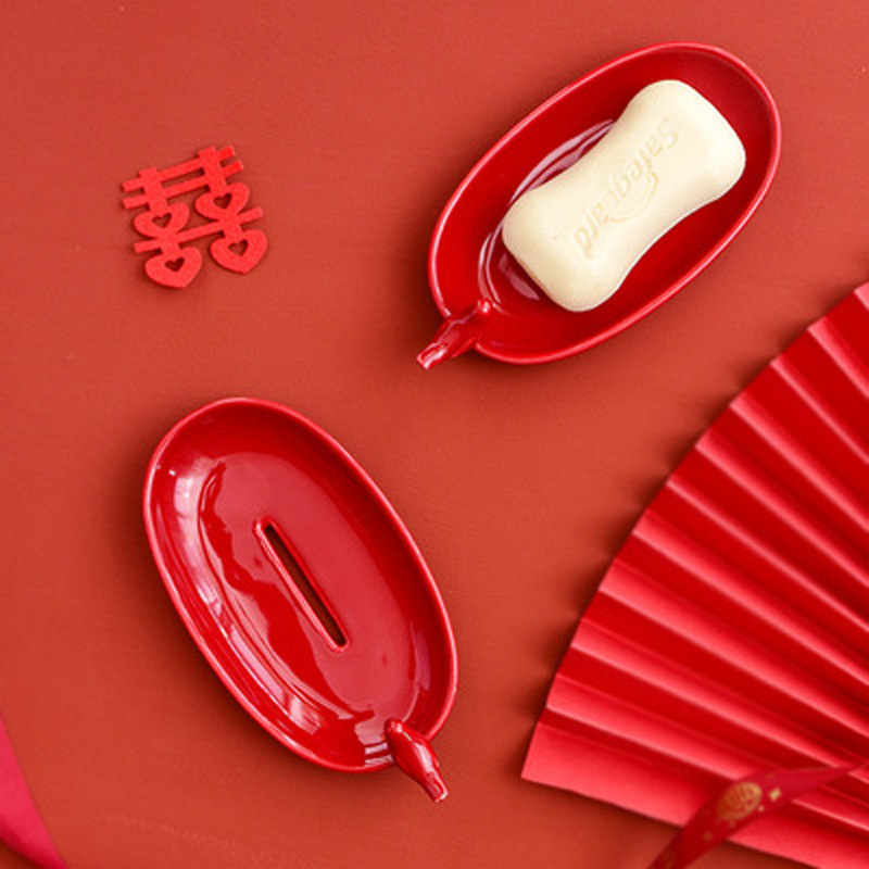 Wedding Soap Box Red Pair of Soaps for Couples, Ceramic Soap Dish for Wedding Dowry, Couple's Gift for Newlyweds
