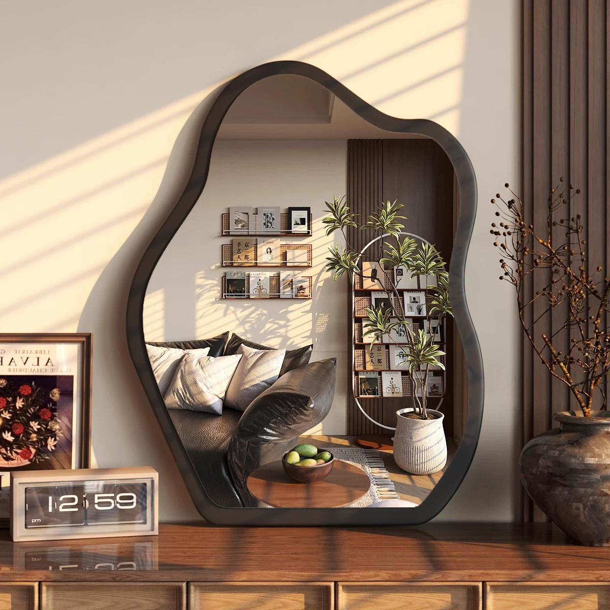 Зеркало для макияжа в винтажном стиле, зеркало для туалетного столика, декоративное зеркало для спальни с облачным дизайном, можно повесить на стену или разместить на столешнице.