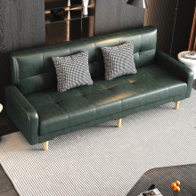 W7租房民宿三人位沙发懒革PU皮艺小户型折叠沙发床两用客厅公