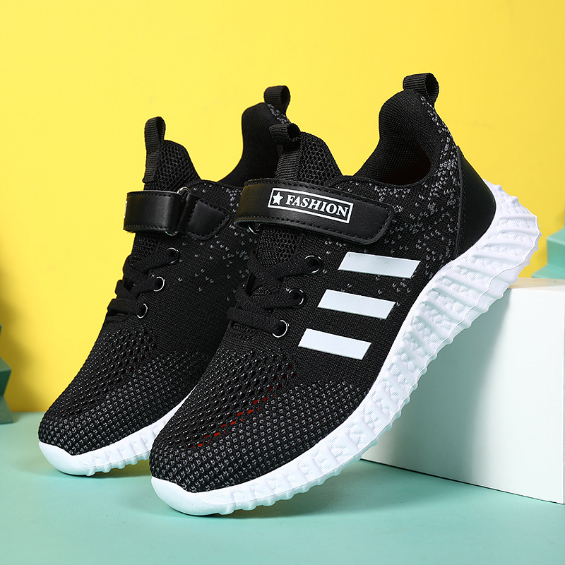 2081 Children's Shoes Children's Sports Shoes Fly-woven Running Shoes Spring and Summer Low Hollow-out Ventilated Mesh for Boys Middle-aged Children