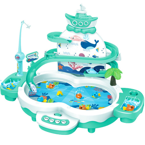 Children's fishing toys fishing pond set magnetic baby electric fishing platform one and a half years old children one week magnetic disk