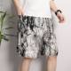 Cotton Silk Pajama Pants Men's Summer Thin Large Size Loose Shorts Casual Breathable Flower Pants Outer Wear Half Beach Pants