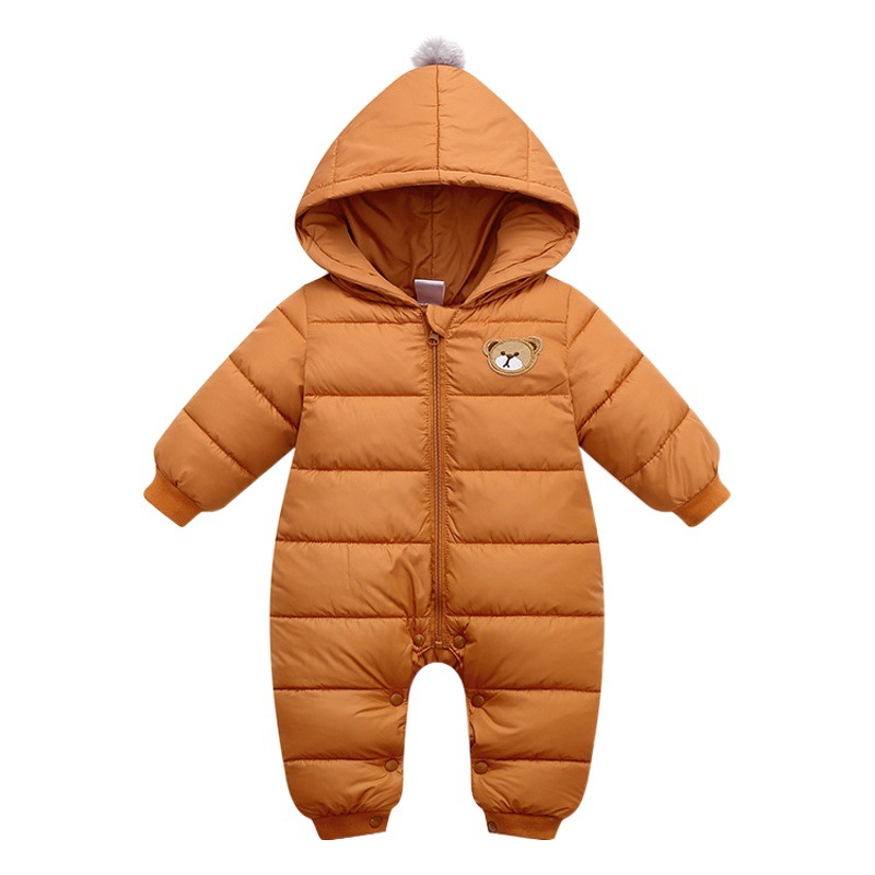 INS popular transfronterizo exclusivo Otoño e Invierno moda nueva Bola de piel con capucha color sólido cálido bebé mono mameluco