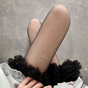 Bright galaxy glitter sequined stockings black silk shiny diamond sexy royal sister slimming pantyhose anti-snagging Silk