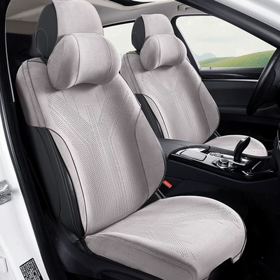 Car Seat Cushion Made of Suede, Seat cushion, seat cover - suede-front-main-and-secondary-seat-grey