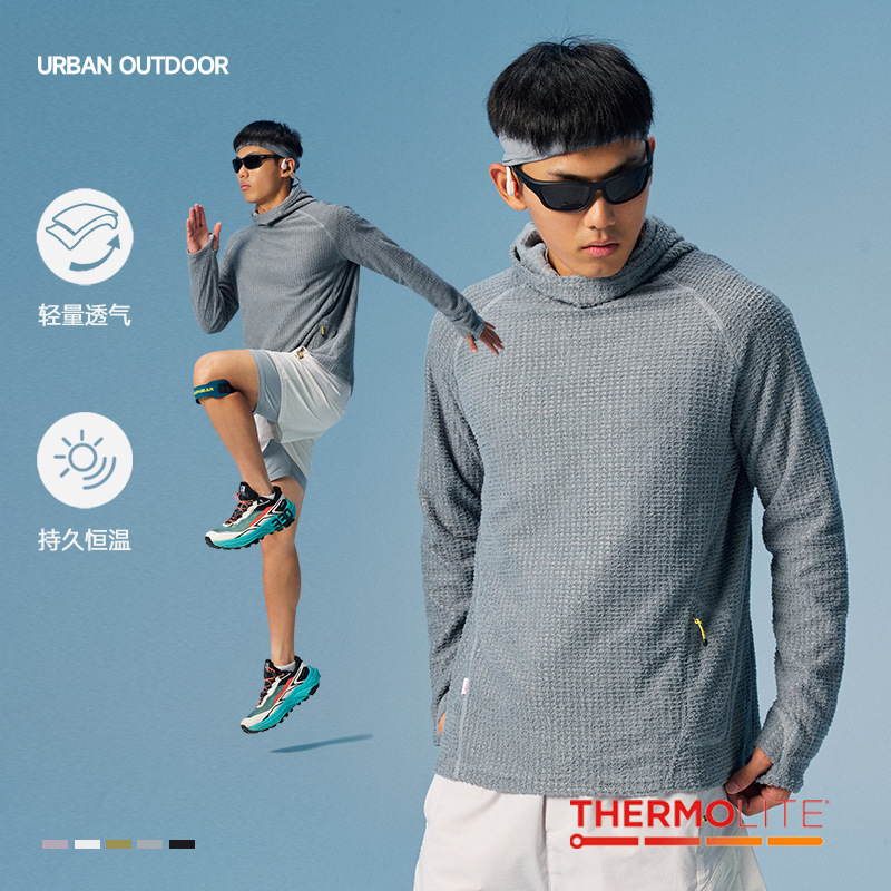 Thermolite lightweight constant-temperature thermal fleece air fleece hooded sweatshirt pullover running sports hoodie