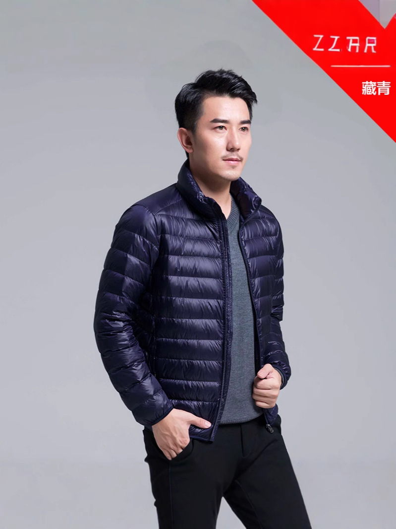 Transfronterizo Tik Tok otoño invierno chaqueta de plumón ligera hombre corto tamaño grande ligero a prueba de frío cálido abrigo de cuello blanco