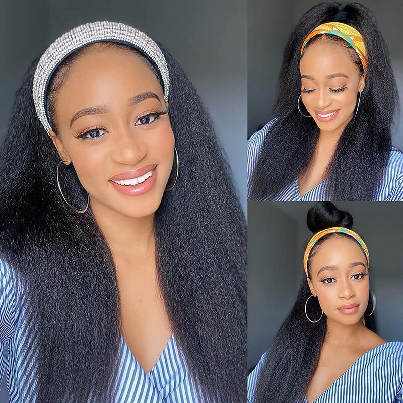 European and American foreign trade wig headscarf hair band headband wig yaki ice silk hair band long straight hair wig headgear