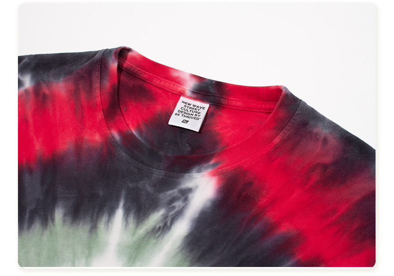 BE menswear | spring/summer European and American hip-hop explosion dyed shoulder short-sleeved dark wind high street loose tide T-shirt 19 Details1.jpg