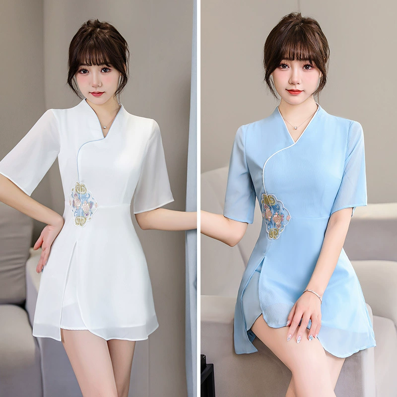 7359-1 Юбка Новый магазин для терапии ног Сауна Массаж Ванна для ног Техник Рабочая одежда Женский костюм Сексуальная форма