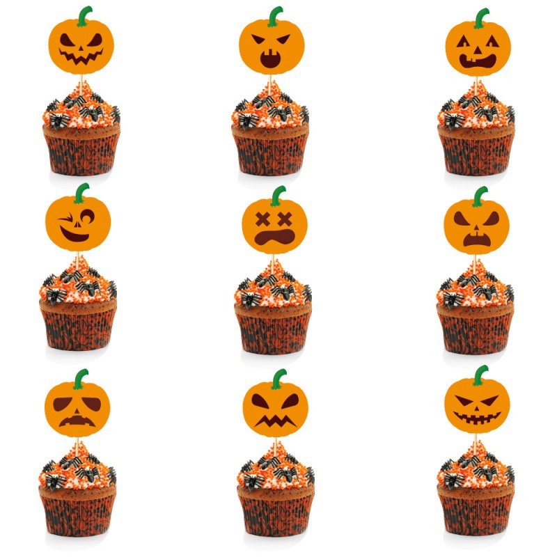 Nuevos productos de Halloween decoración de cumpleaños calabaza bandera de flores de pastel de Acción de Gracias Plug-in Set de diseño de vacaciones