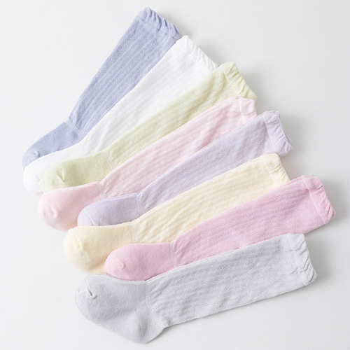 夏季新款婴儿防蚊袜纯棉薄款网眼新生儿宝宝袜子松口过膝长筒袜