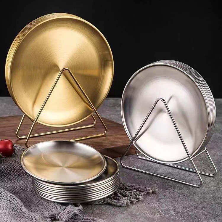 Heat Insulation Pad Storage Rack Stainless Steel Storage Rack Bone Spitting Plate Holder Tripod Plate Holder Coaster Placemat Storage Rack