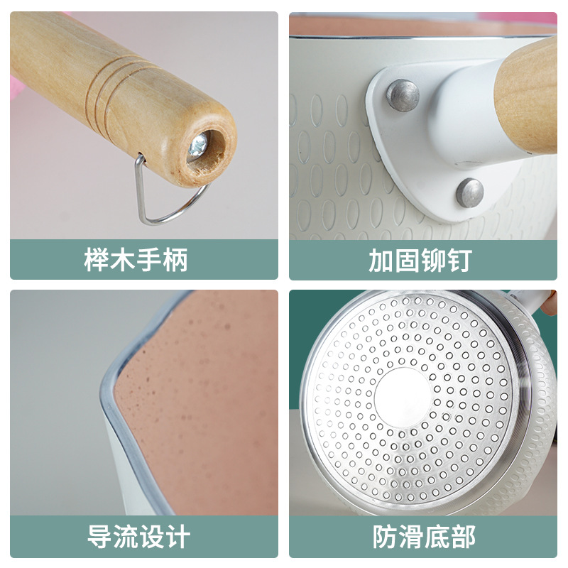 Estilo japonés sartén de nieve compuesto multi-capa inferior sartén antiadherente olla de fideos instantáneos cocina de inducción fondo plano pequeña olla de sopa olla de leche de piedra maifan