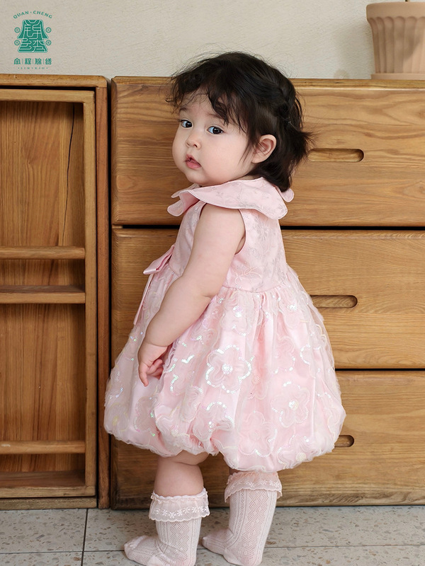 赤ちゃんの夏の漢服の女の子のお尻のスカートの新生児の服の王女のスカートの満1歳の服装の女の宝の外はスカートを着ます|undefined