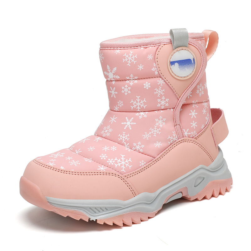 Botas de nieve para niños otoño-invierno 2025 nuevas botas de algodón para niños con terciopelo grueso calentado zapatos de algodón impermeables mareas
