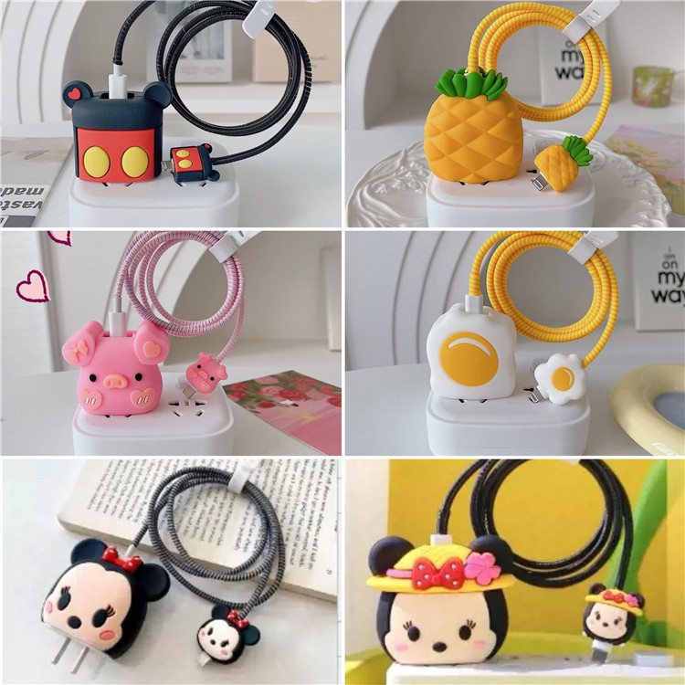 2023 nuevo cargador de dibujos animados cubierta protectora adecuada para Apple carga rápida cabeza 18/20W estándar europeo estándar americano aplicable