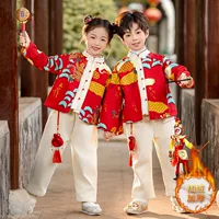 Зимний бархатный утолщение костюм Hanfu Новый год новая девушка Tang платье мальчик Новый год праздничное платье брат сестра платье