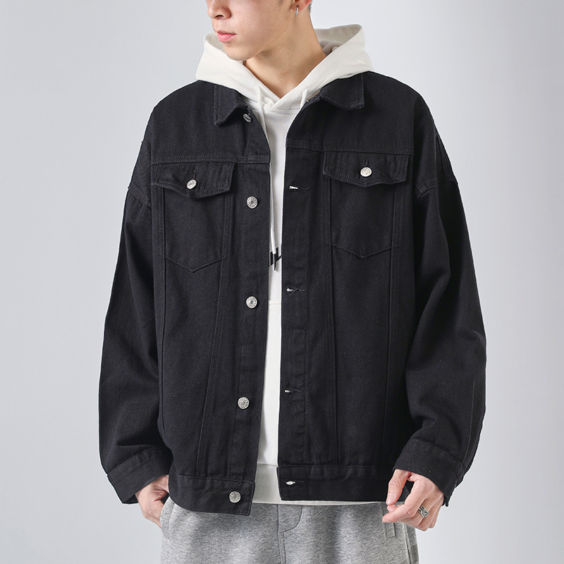 DBN chaqueta de mezclilla blanca para hombres y mujeres BF estilo coreano suelta ropa de trabajo casual de pareja superior de moda chaqueta japonesa