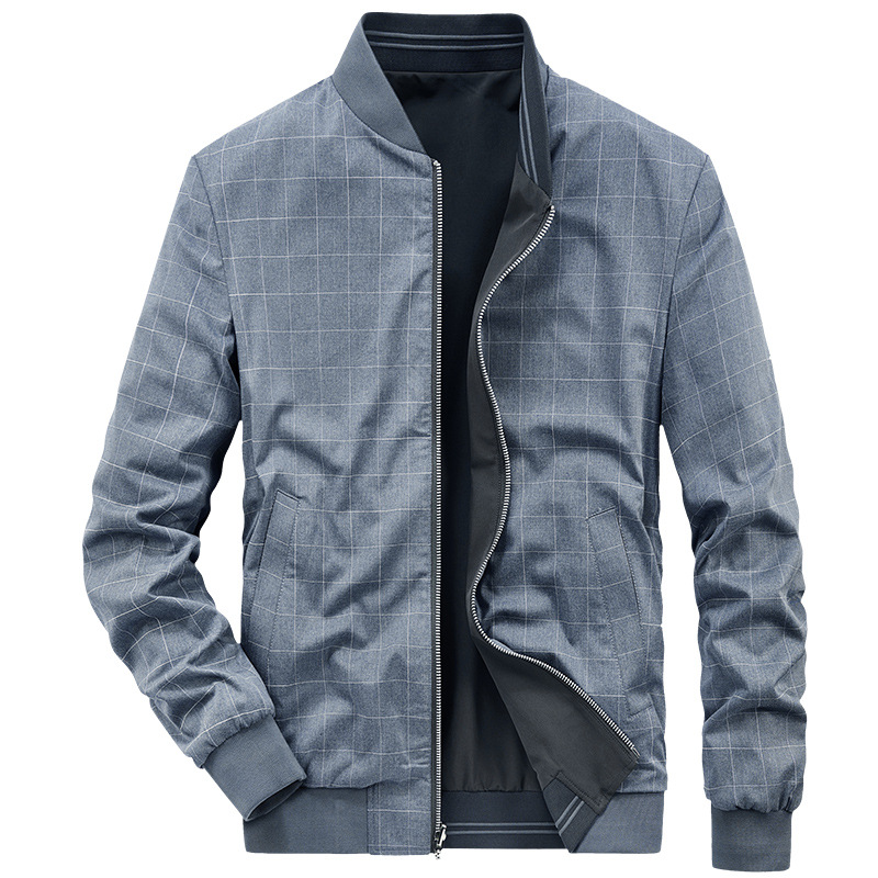 Men's Clothing double sided jacket men's loose casual dad top stand collar coat middle aged men's top_voghion.com