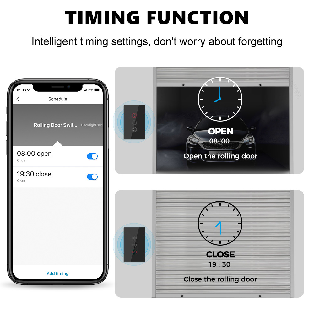 Tuya Smart WiFi Touch Switch Garage Rolling Shutter Door Wall US Standard APP Voice Timing Switch Brazil
