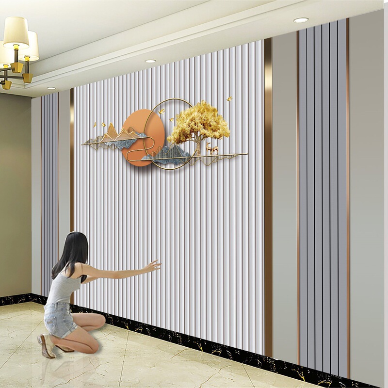 新款3d无缝电视背景墙壁画轻奢立体豪华高级墙布大气墙纸8d防潮画|undefined