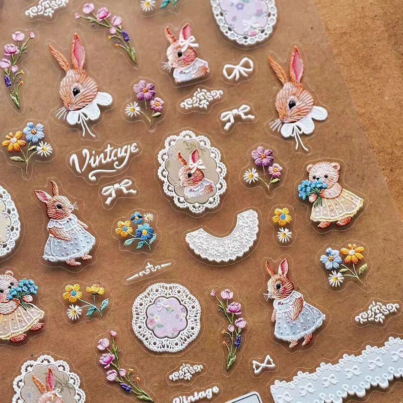 Xiaohongshu Lace Embroider Bear and Rabbit Nail Art Stickers Wholesale Spot Waterproof Adhesive DIY Nail Decoration Stickers Xiaohongshu Lace Embroider Bear and Rabbit Nail Art Stickers Wholesale Spot Waterproof Adhesive DIY Nail Decoration Stickers