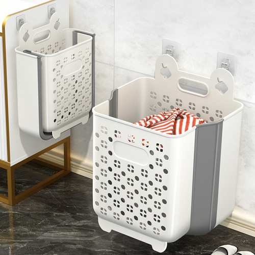 Dirty clothes basket, household laundry basket, wall-mounted, foldable, bathroom, shower, dirty clothes storage basket, bucket, bathroom storage